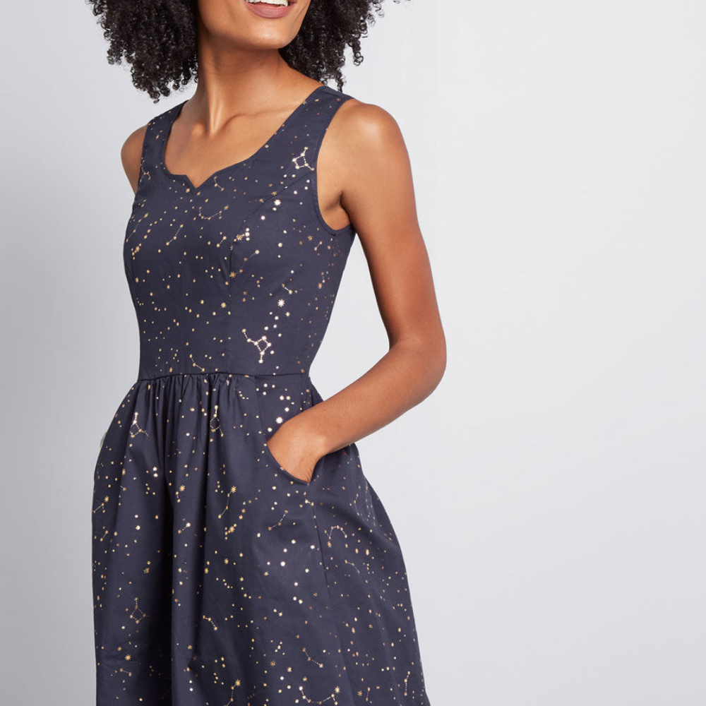 Modcloth Heart and Solar System Sparkly Dress